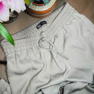 Zara beige silk joggers (L)
